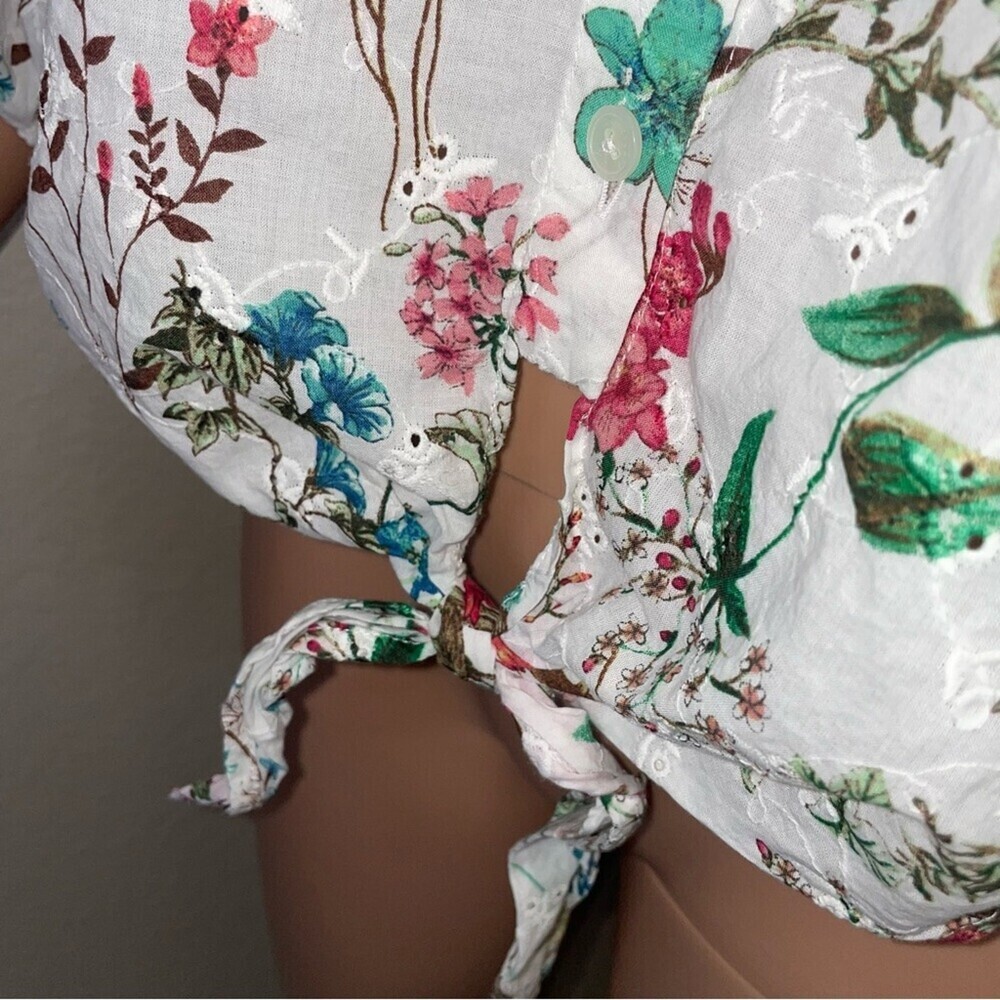 Sanctuary In Bloom blouse Cotton Floral-print In Cheerful floral button up SZ SM - Picture 4 of 9